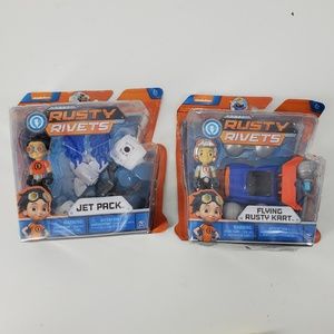 Nickelodeon Rusty Rivets Jet Pack & Flying Rusty Kart Playsets Figure NEW 2 Pack